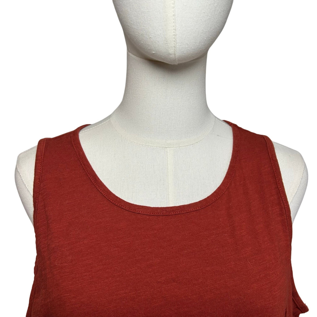 Sonoma Rust Red Cotton Slub Knit Pocket Tank XL Loungewear Casual Minimalist