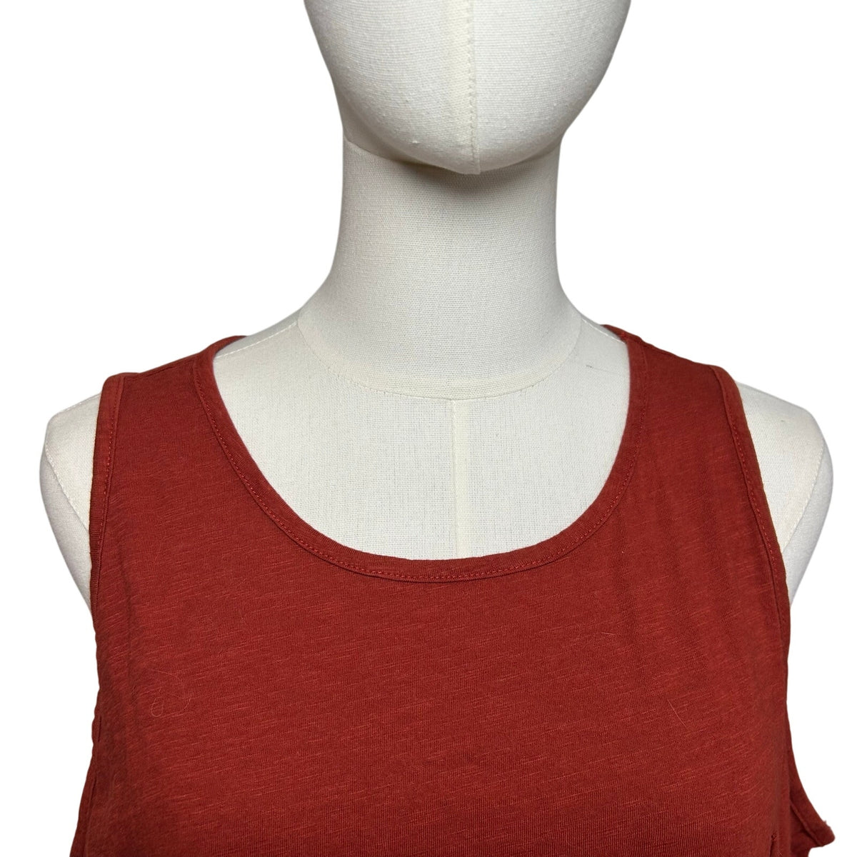 Sonoma Rust Red Cotton Slub Knit Pocket Tank XL Loungewear Casual Minimalist
