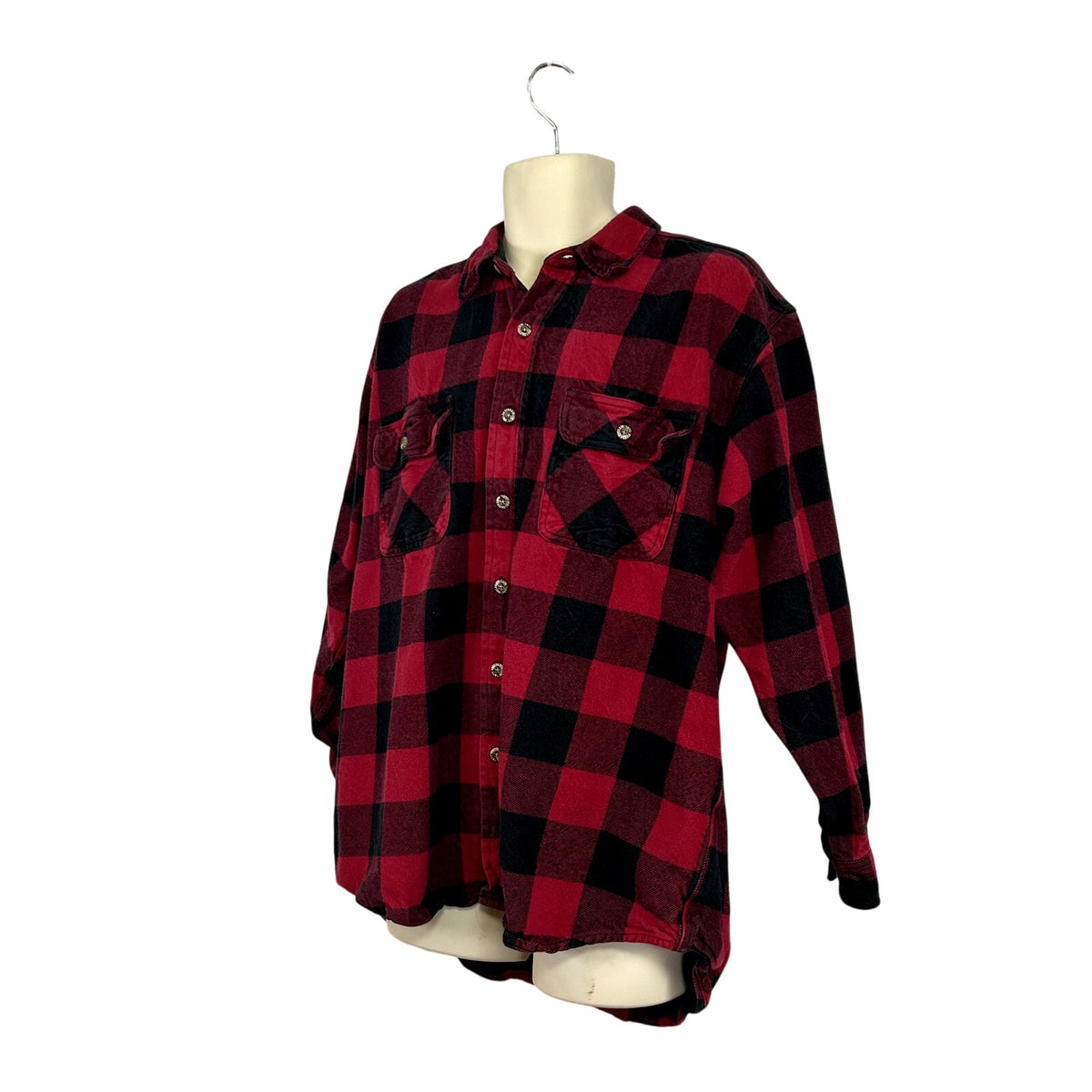Field & Stream XL Red Buffalo Plaid Heavy Cotton Flannel Grunge Gorpcore Shirt