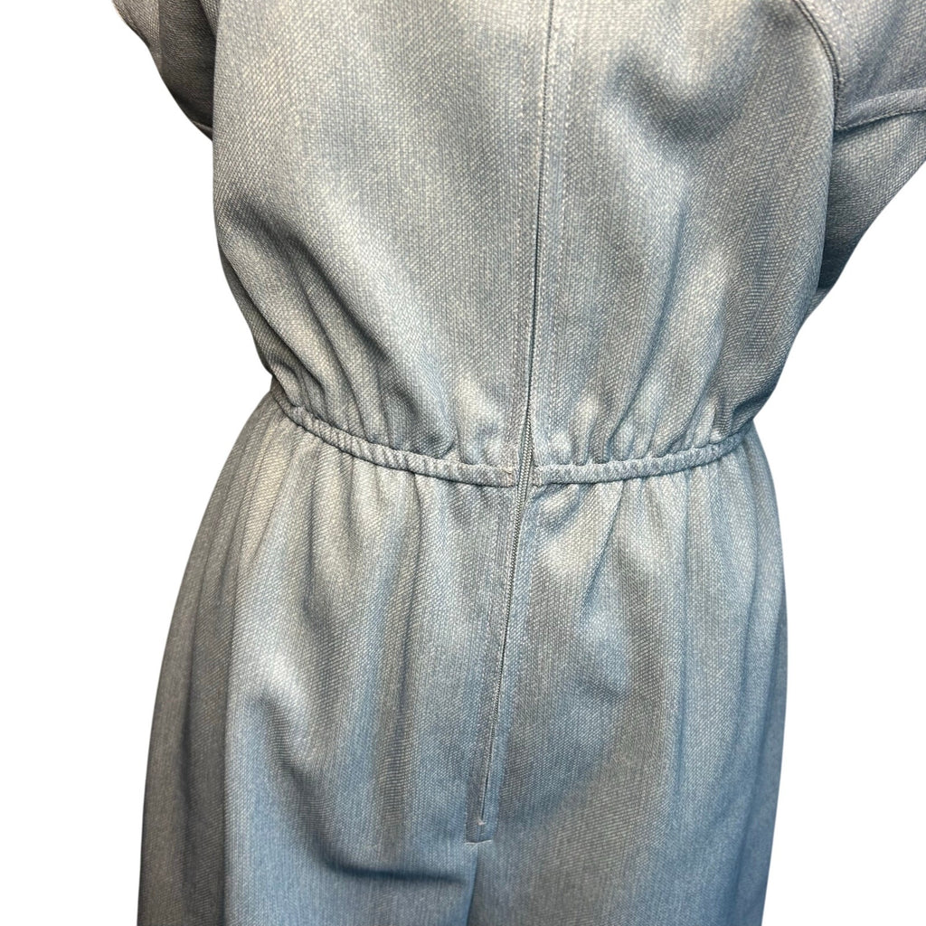 VTG 70s Blue Skirt Romper 2Pc Set Small Retro Preppy Twee Casual Indie Sleaze