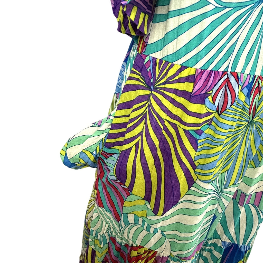 JODIFL NWT Floral Smocked Ruffle Maxi Dress S Button Down Boho Broom Feminine