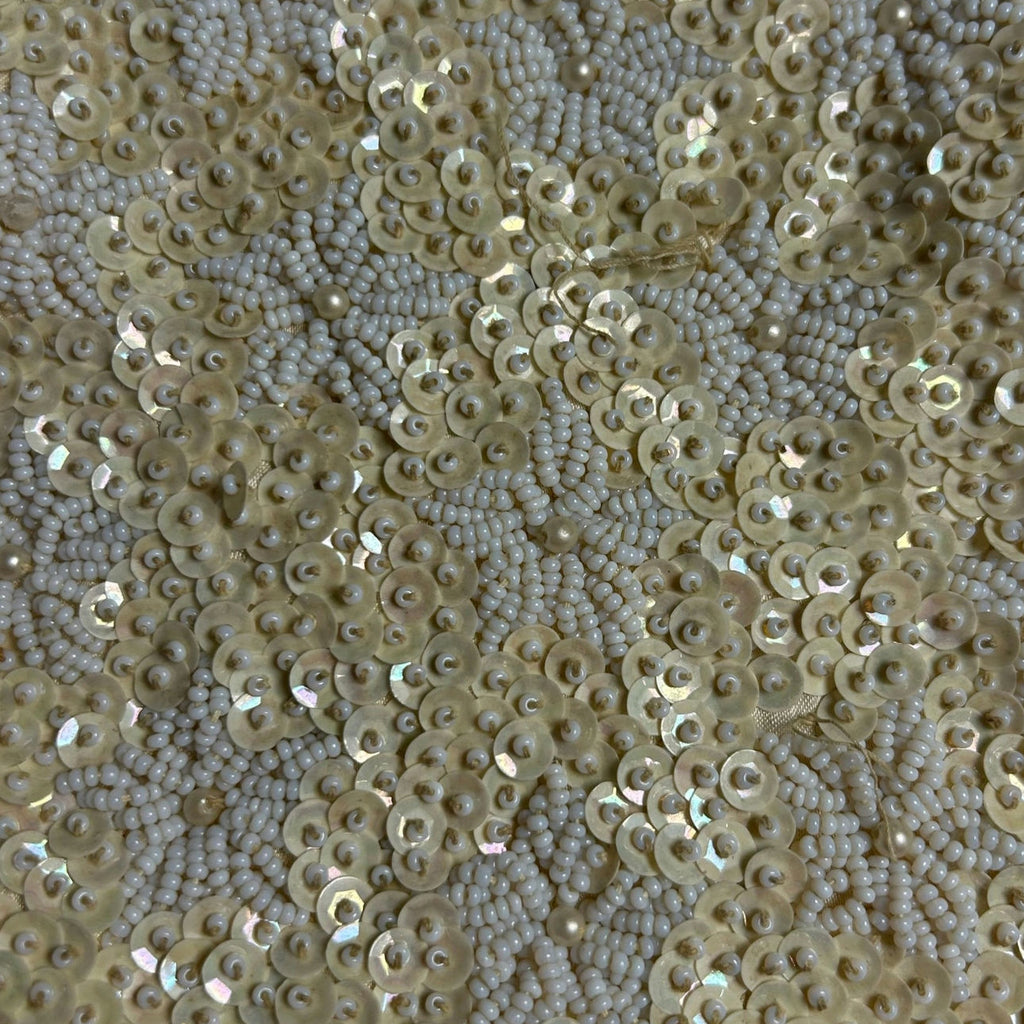 VTG 50s Cream Sequin White Floral Clutch Evening Bag Bridal Prom Retro Glam Twee
