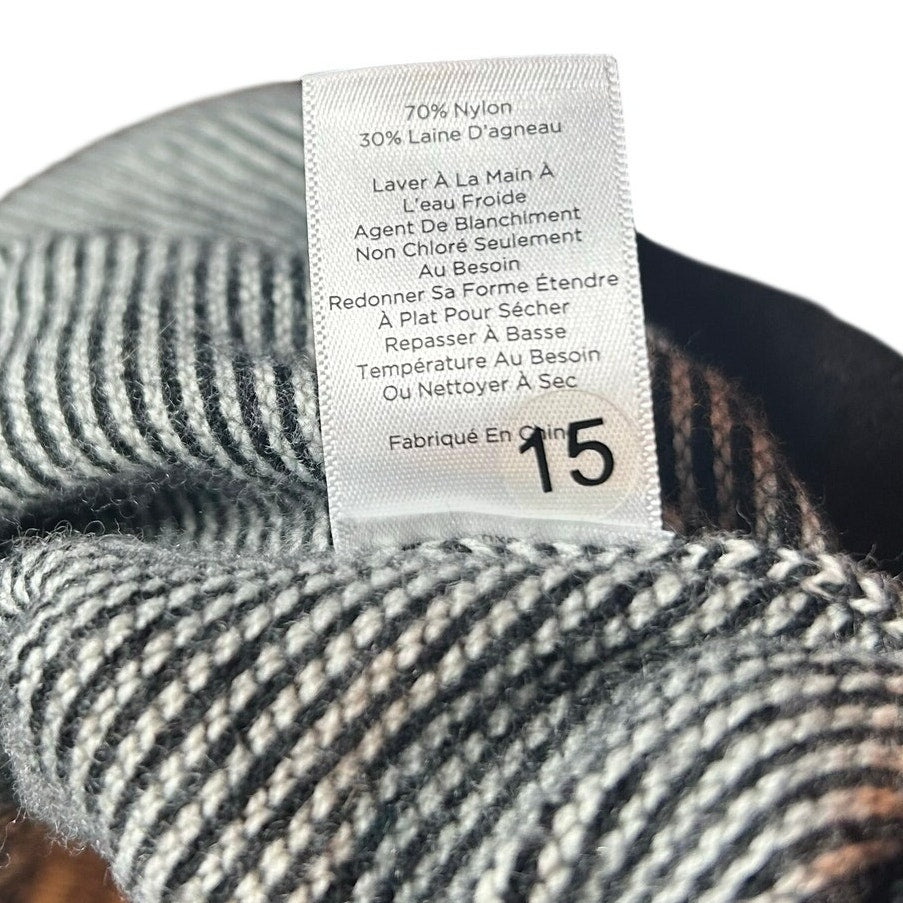 Talbots Fair Isle Wool Blend Cardigan Black White Medium Dark Academia Preppy