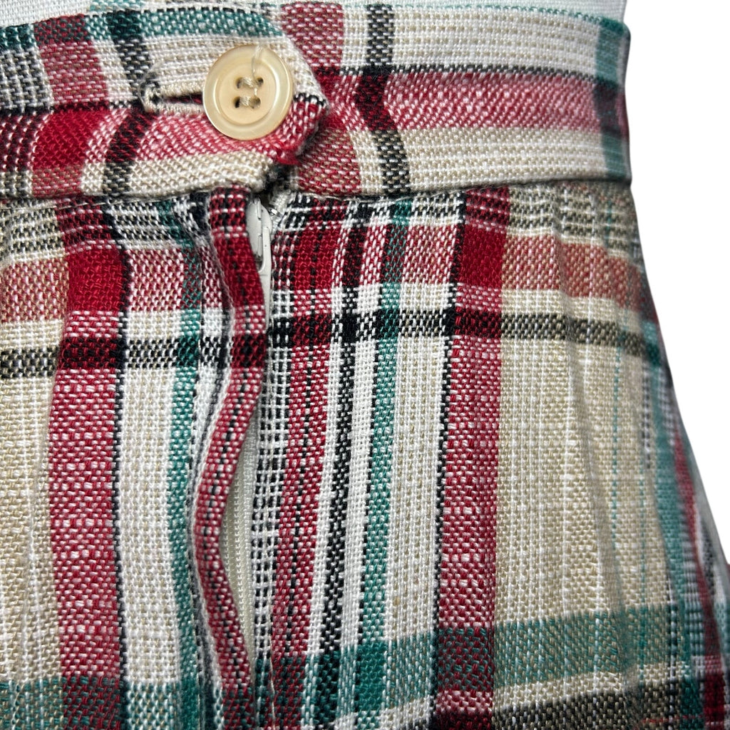 VTG 70s Pan-Her Plaid Pleated Skirt XS Preppy Dark Academia Twee Indie Retro