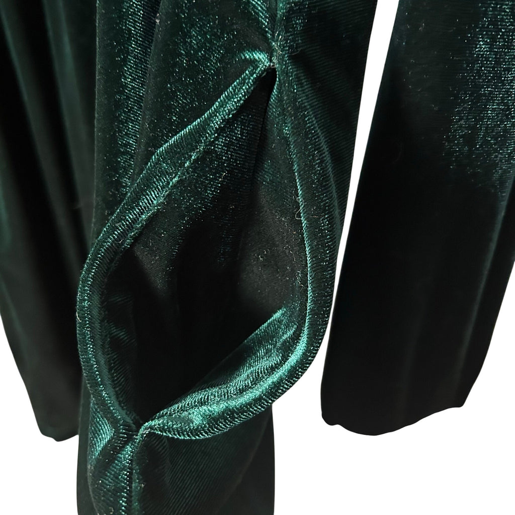 KOJOOIN Green Velvet Peter Pan Collar Dress 2XL Long Sleeve Pockets Dark Morii