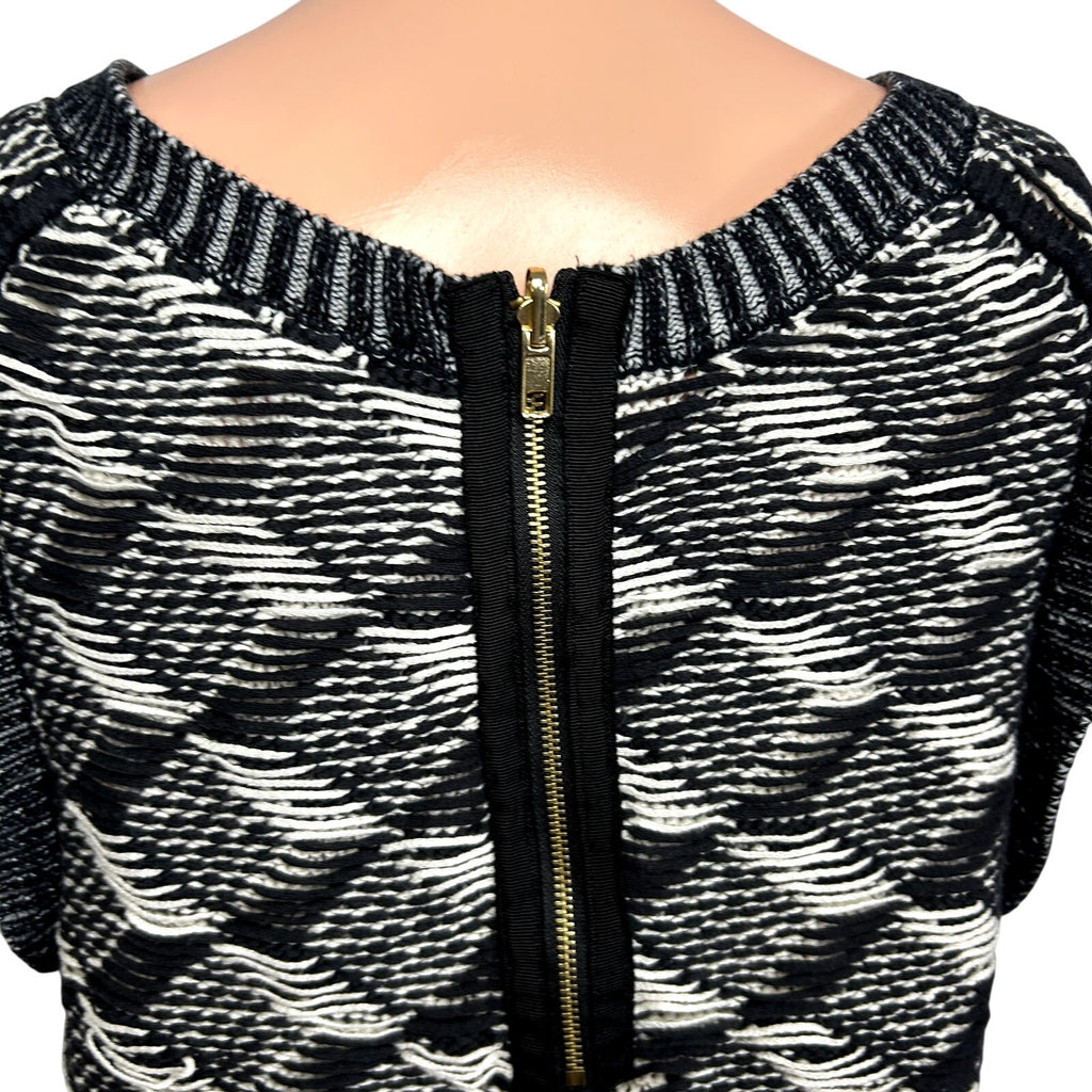 Anthropologie HWR Black White Zip Back Cotton L Sweater Vest Dark Academia Chic