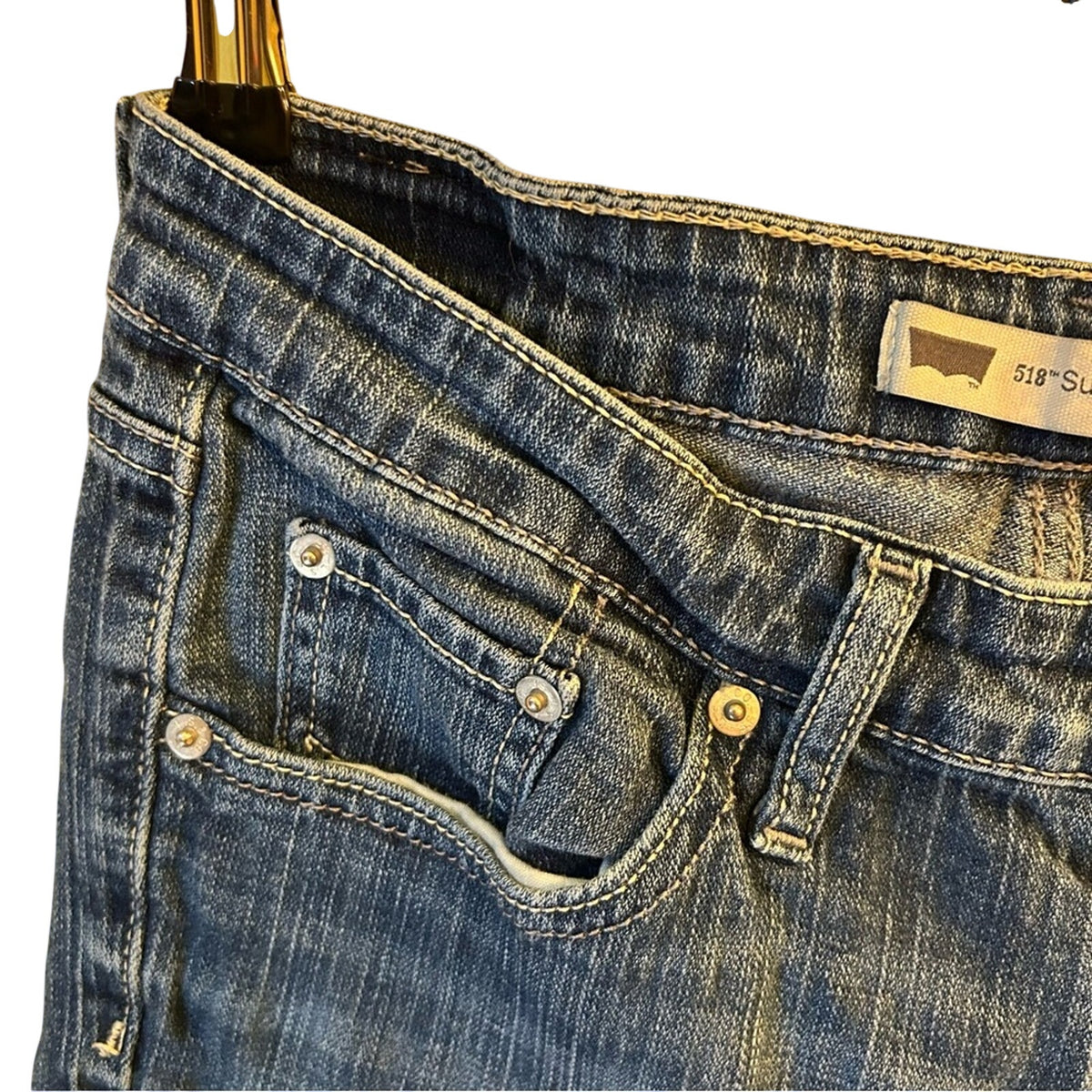 Levi's 518 Super Low Rise Boot Cut Jeans Size 9 Y2K Medium Light Wash Stretch