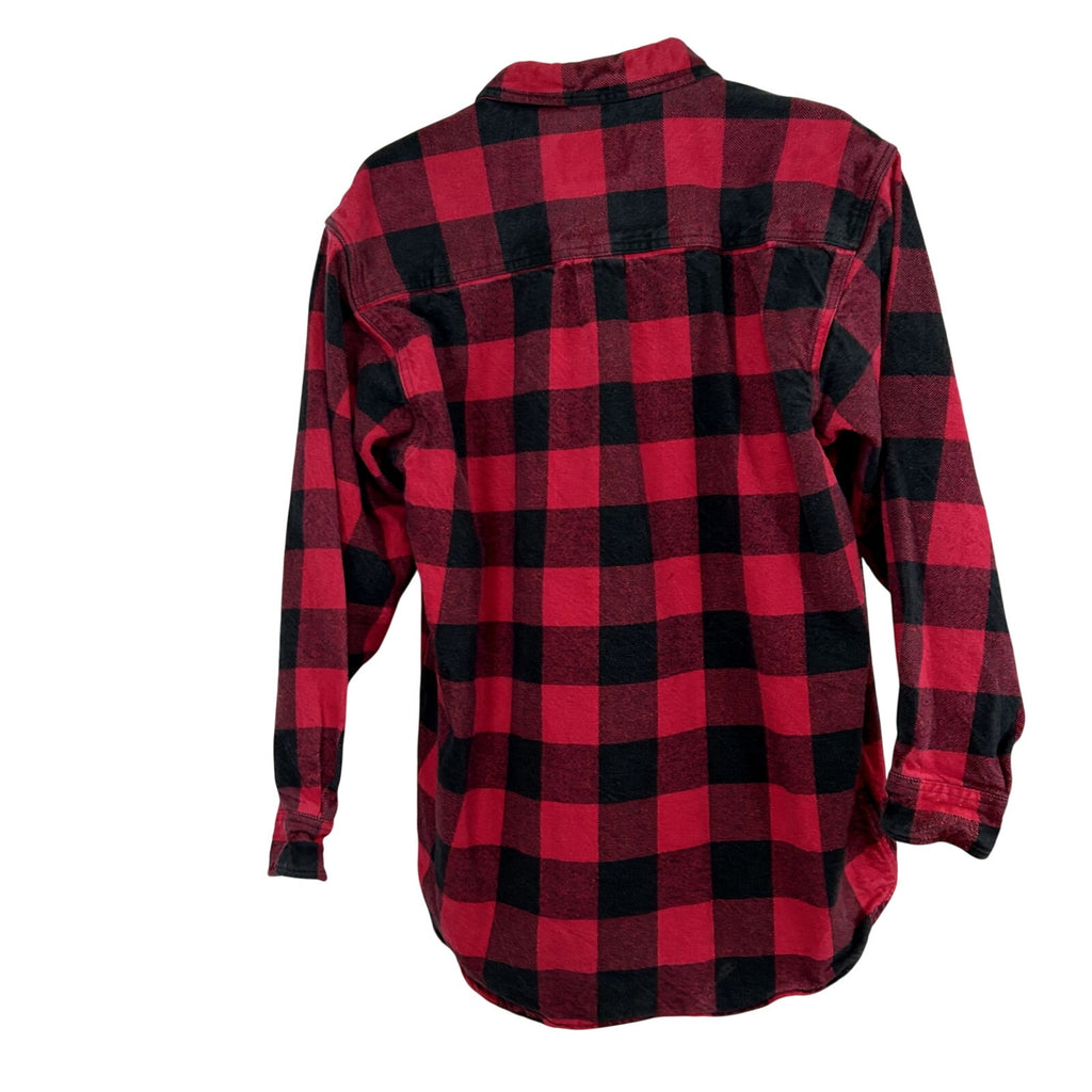 Field & Stream XL Red Buffalo Plaid Heavy Cotton Flannel Grunge Gorpcore Shirt