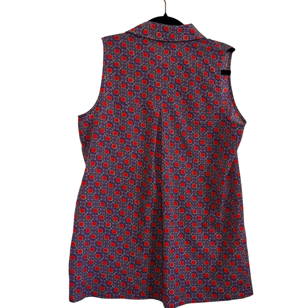 Ann Taylor Purple Red Geometric S Sleeveless Button Down Top Casual Preppy Retro