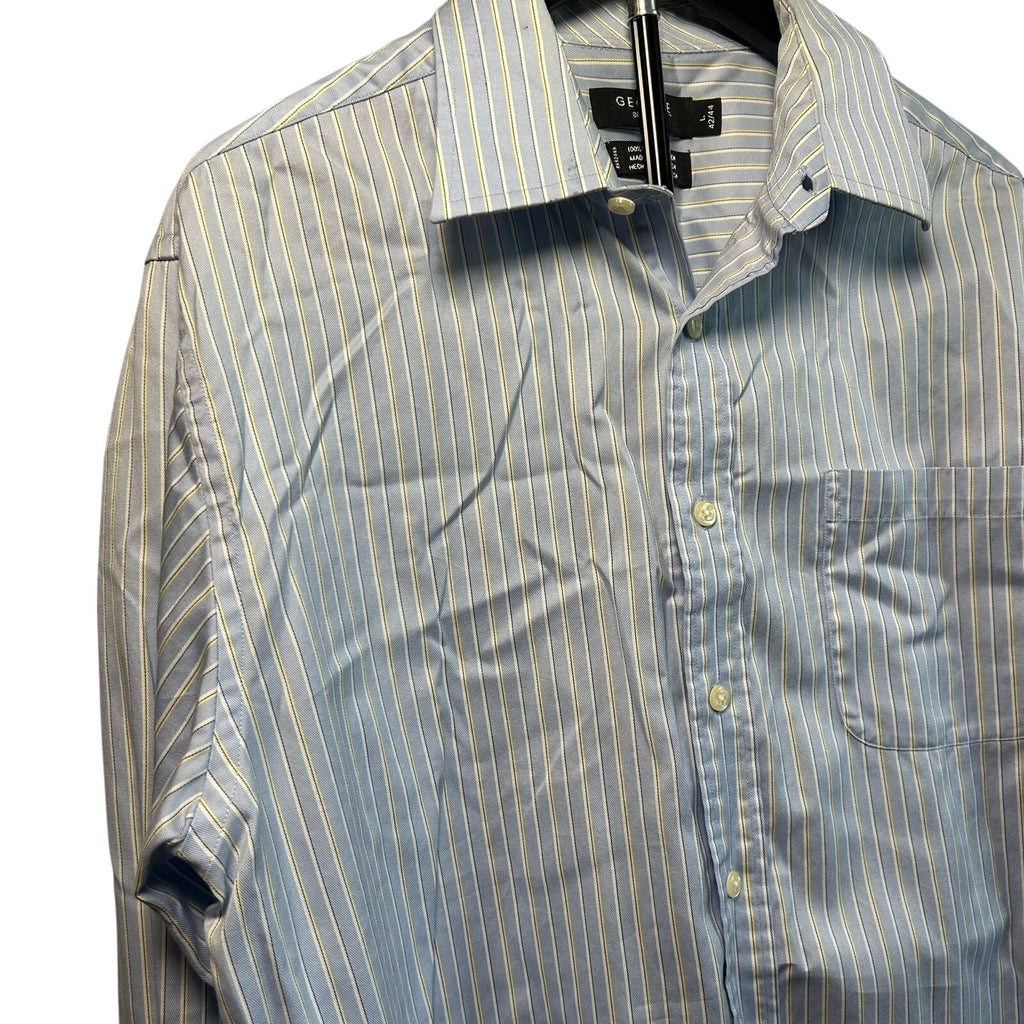 George Light Blue White Pinstripe Long Sleeve Button Down Shirt Large 42/44 Flaw