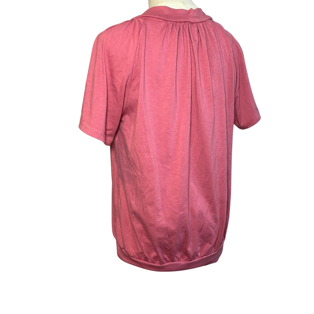 NWT Dokotoo Pink Slub Jersey Cinched V-Neck Top Small Casual Loungewear Boho