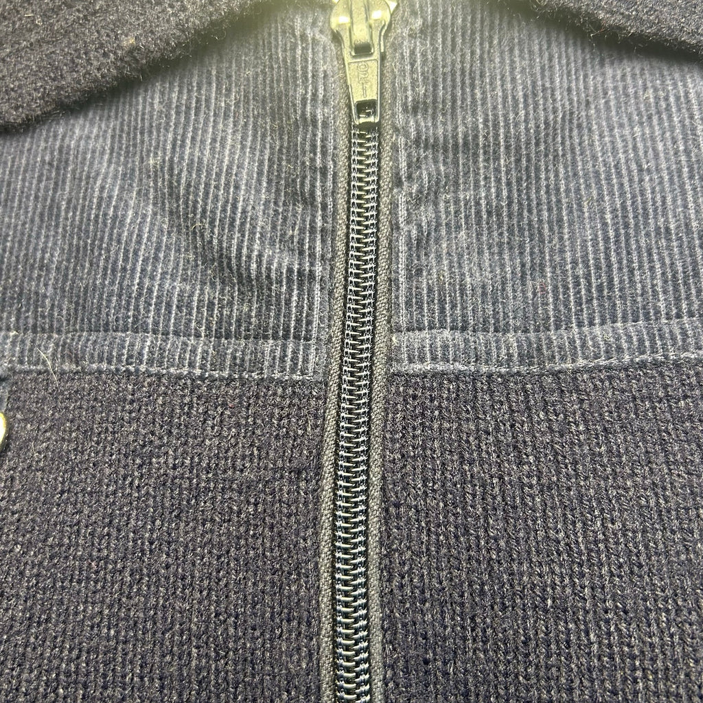 VTG 80s St Michael Navy Ribbed Knit Zip-Up XS Cardigan UK Heritage Retro Casual