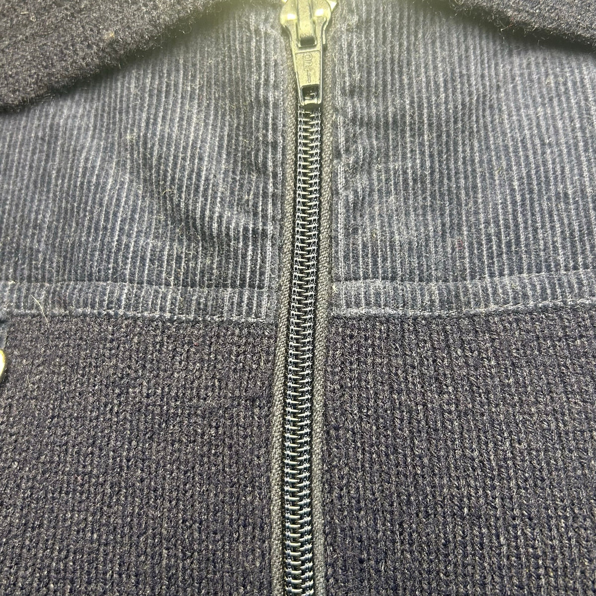 VTG 80s St Michael Navy Ribbed Knit Zip-Up XS Cardigan UK Heritage Retro Casual