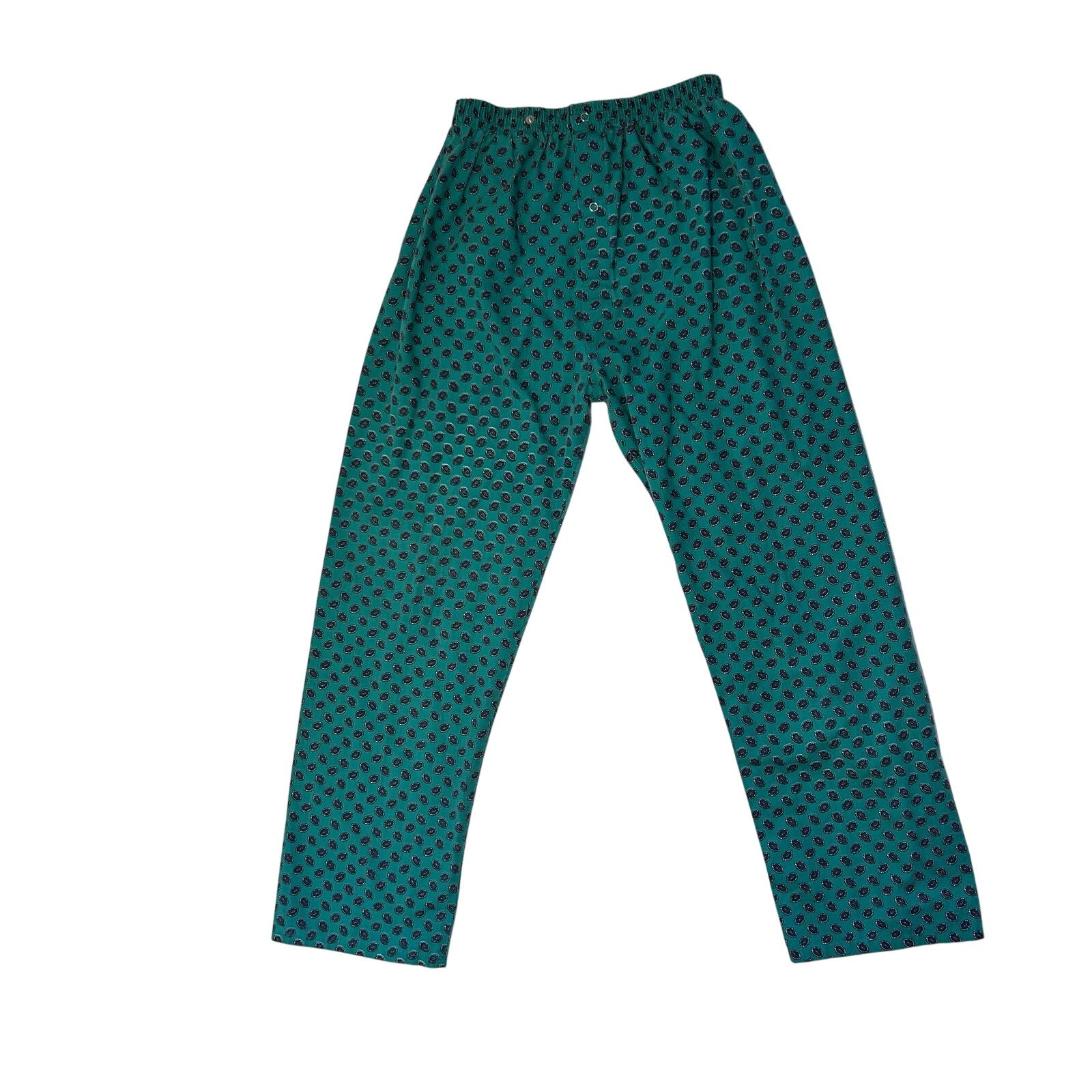 VTG 80s S Green Pajama Set Long Sleeve Loungewear Casual Retro Indie Whimsigoth