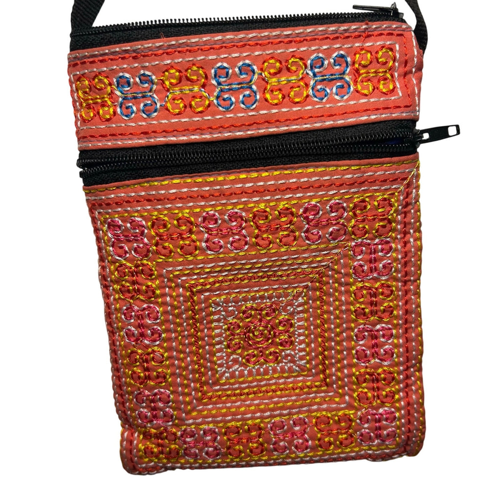 Hmong Embroidered Crossbody Pouch Bag Boho Whimsigoth Paj Ntaub Passport Purse