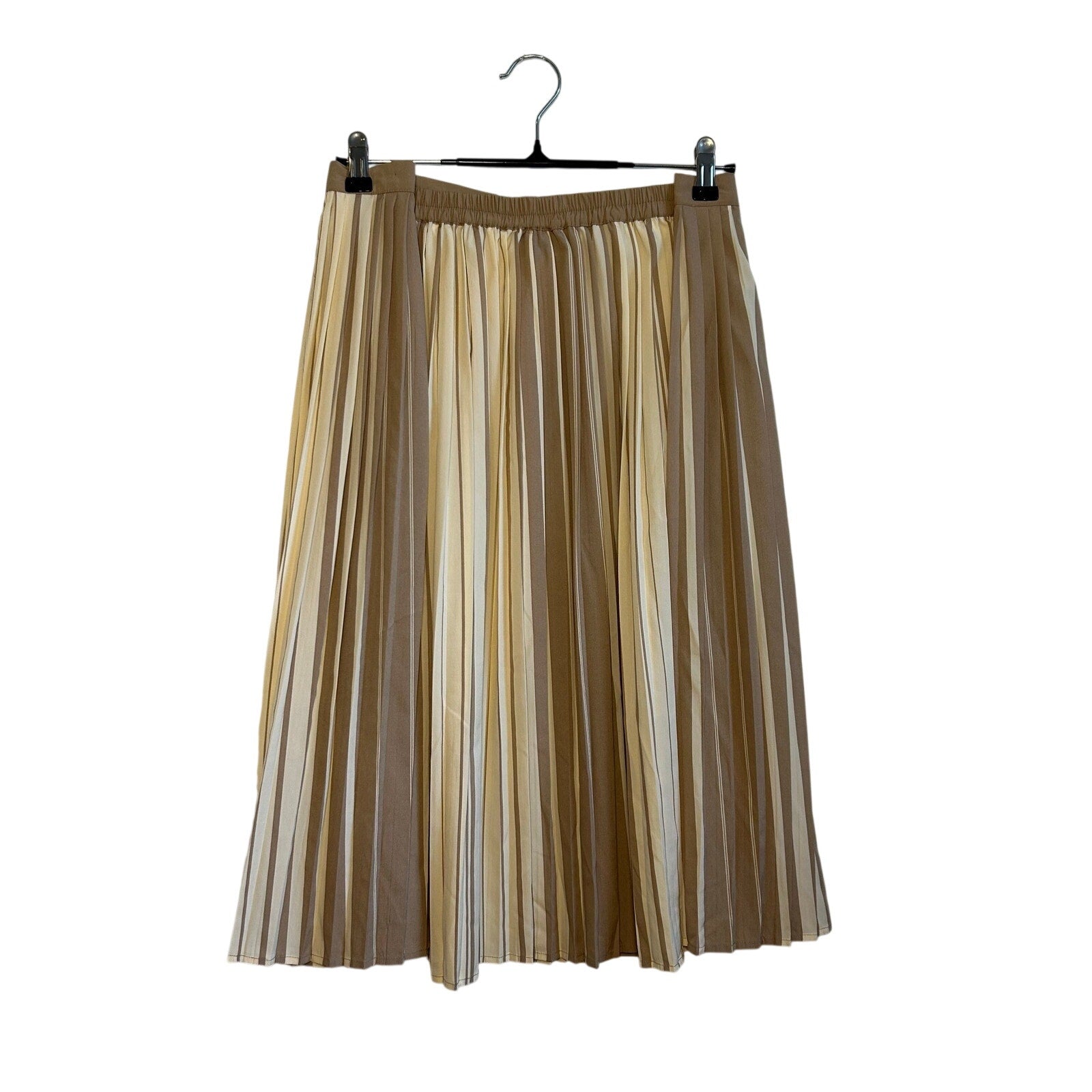 VTG 80s Anthony Rogers Tan Cream Pleated 22W 2X Plus Size Midi Skirt Retro