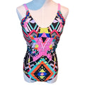 Xhilaration Geometric Multi-Color One Piece Swimsuit XL Pink Blue Retro Print