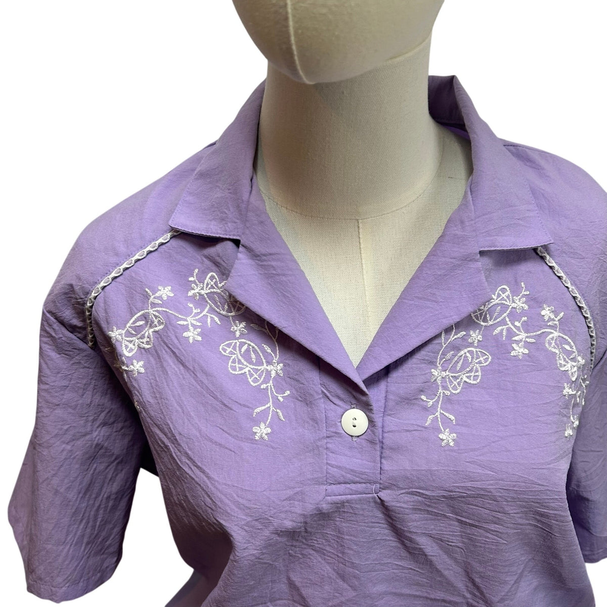 VTG 90s BonWorth Embroidered Floral Pullover Windbreaker Purple Small Gorpcore