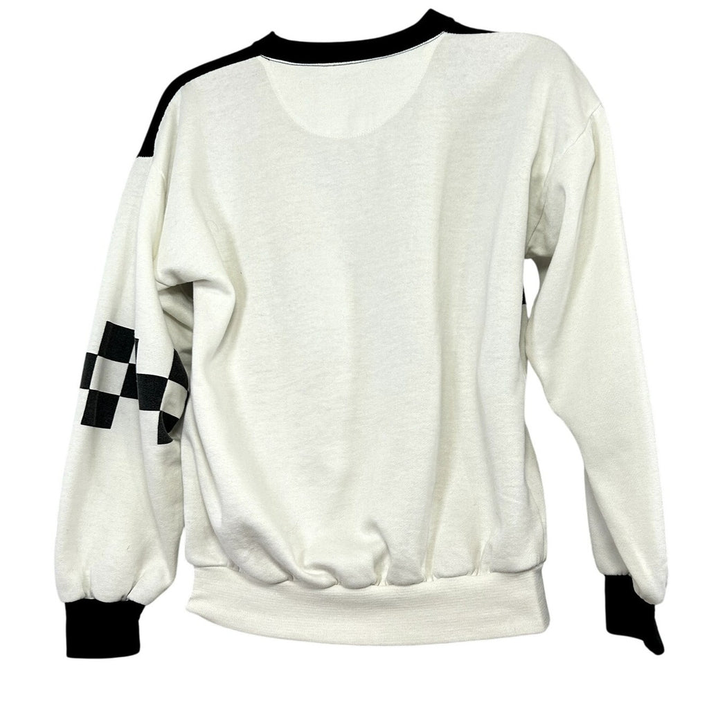 VTG 90s Gear for Sports M White Black Checkered Sweatshirt Streetwear Sportswear