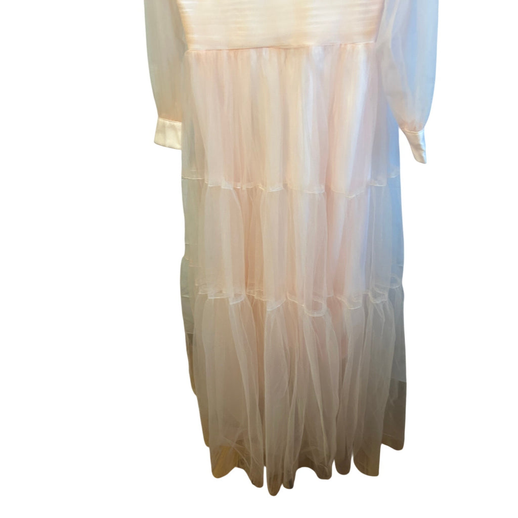VNAIX Blush Pink Tulle Tiered Formal Gown Corset Back Fairycore Prom Dress SZ 16