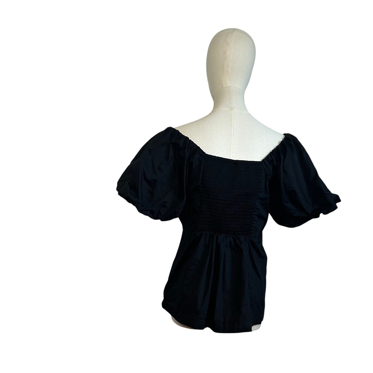 Old Navy Black L Empire Waist Puff Sleeve Top Boho Peasant Cottage Minimalist
