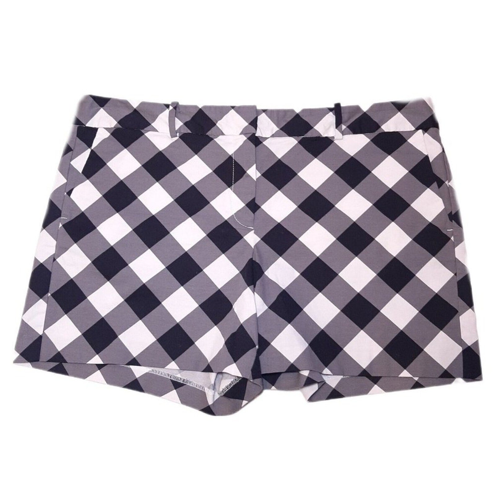 Ann Taylor Factory Black White Gingham Shorts Plus Size 16 Cotton Like New