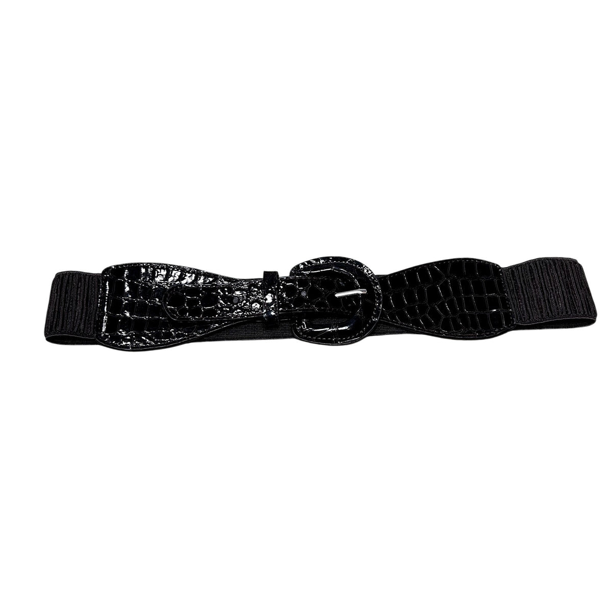 Serengeti S Brown Alligator Texture Elastic Cinch Waist Belt Western Boho Chic