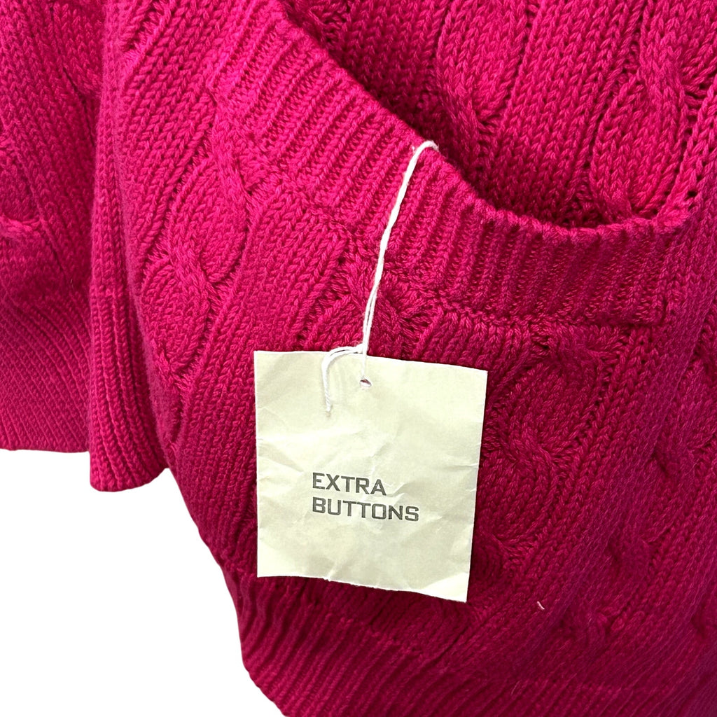VTG 90s Talbots M Pink Cable Knit Barbiecore Cardigan Sweater Preppy Retro