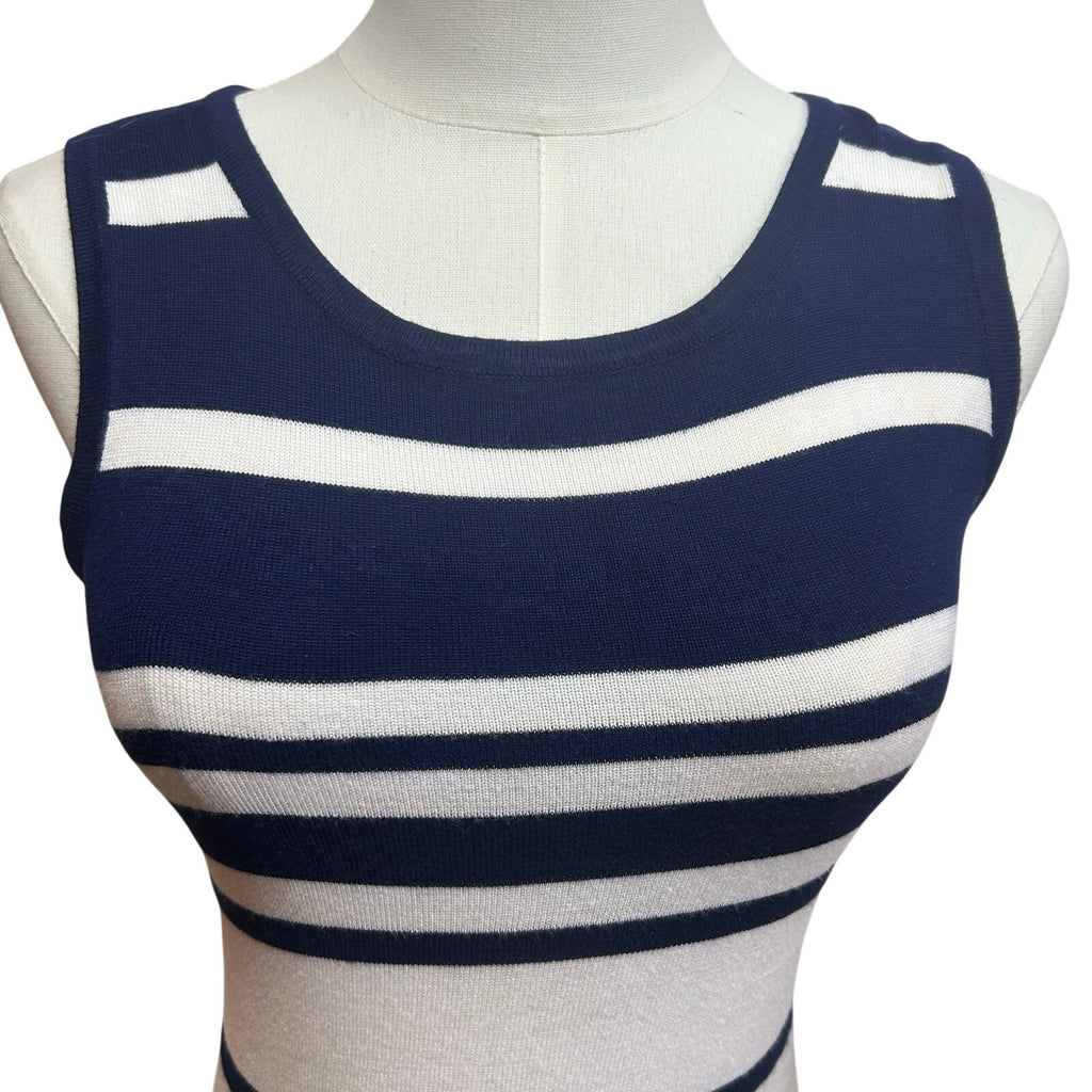 Two-O-Two Co Ltd Striped Knit Bodycon Dress Navy White Small