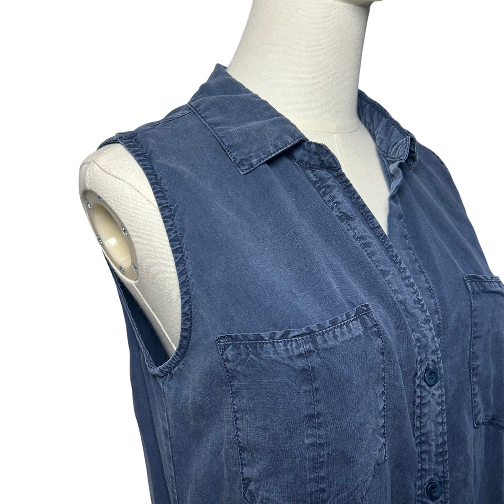 Velvet Heart Tencel Button-Front Utility Shirt Dress Small Casual Boho Preppy