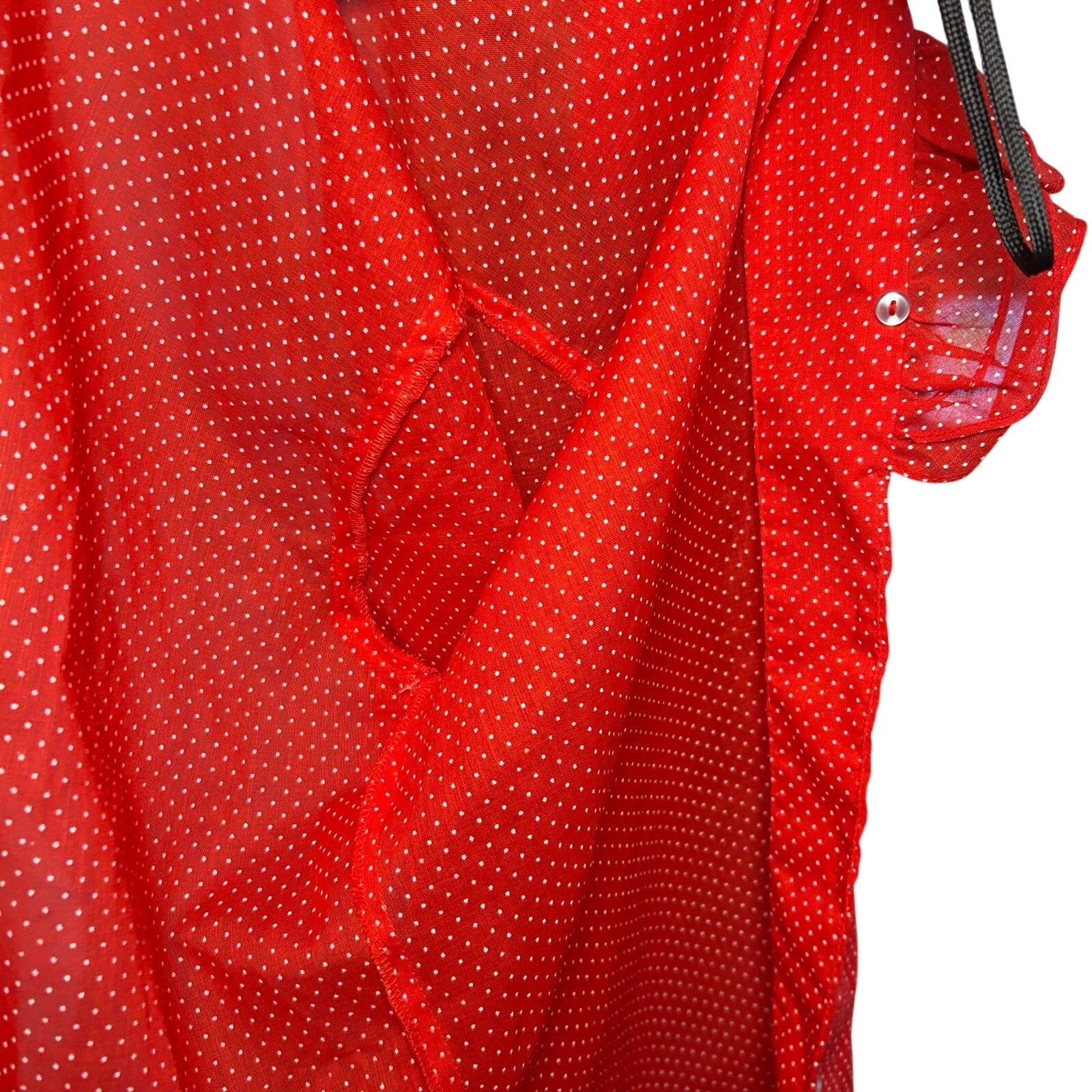 VTG 70s NaMa of California Red M Ruffle Polka Dot Blouse Coquette Whimsigoth