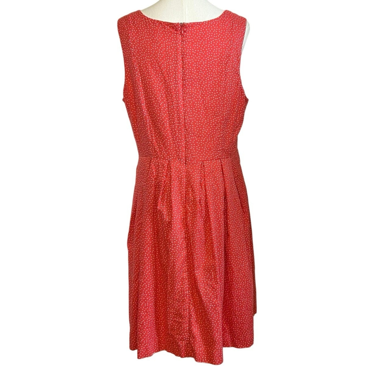 Corey P Orange Polka Dot Midi M Dress Cotton Pocket Retro Twee Preppy Sleeveless