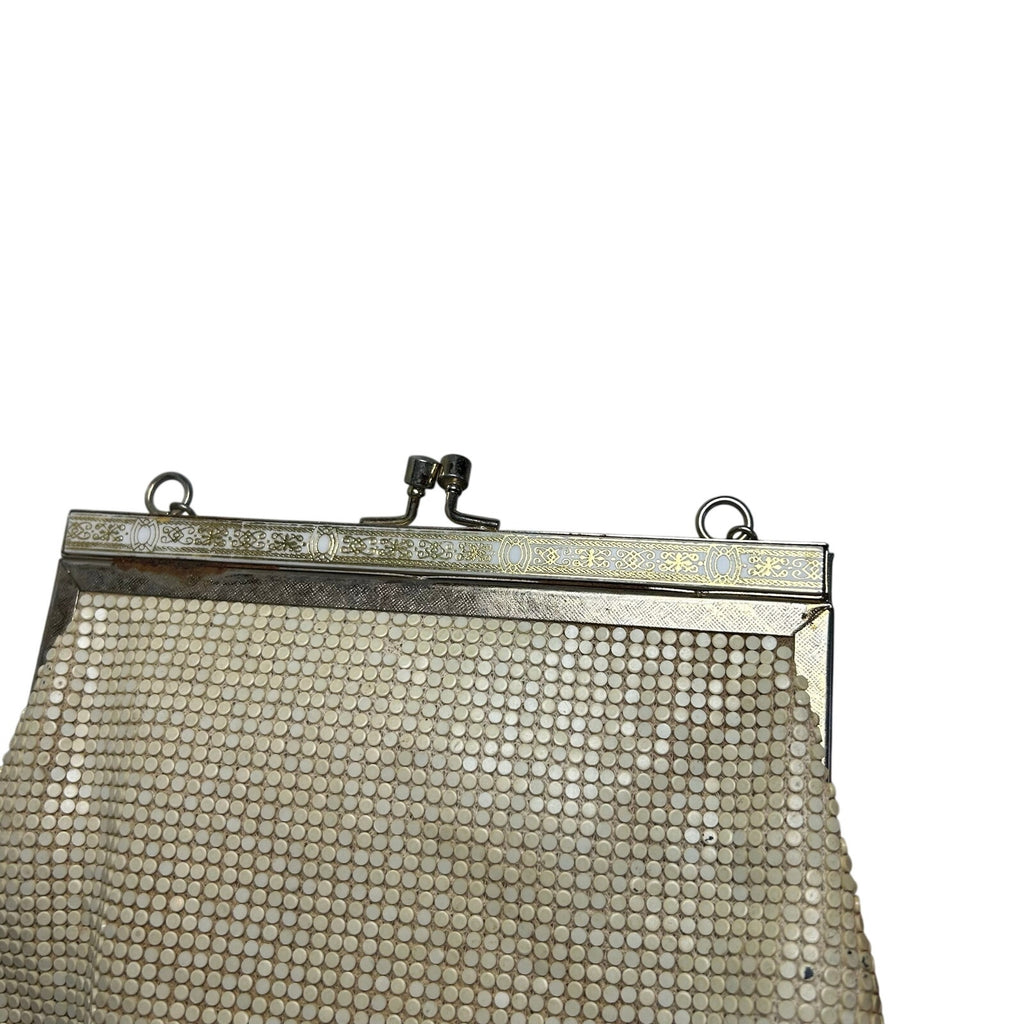 VTG 60s Off White Beaded Evening Bag Ornate Clasp Hong Kong Coquette Glam Retro