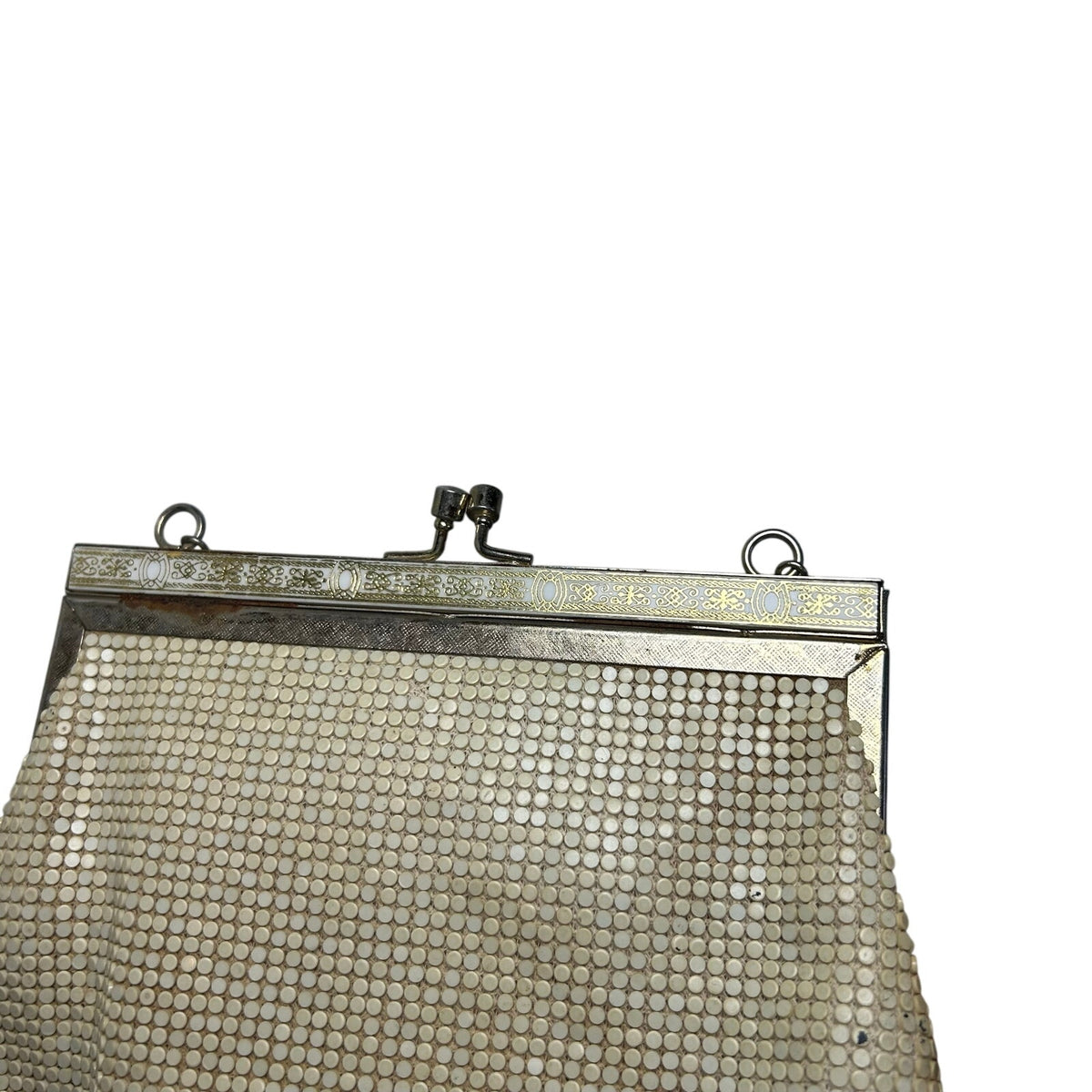 VTG 60s Off White Beaded Evening Bag Ornate Clasp Hong Kong Coquette Glam Retro
