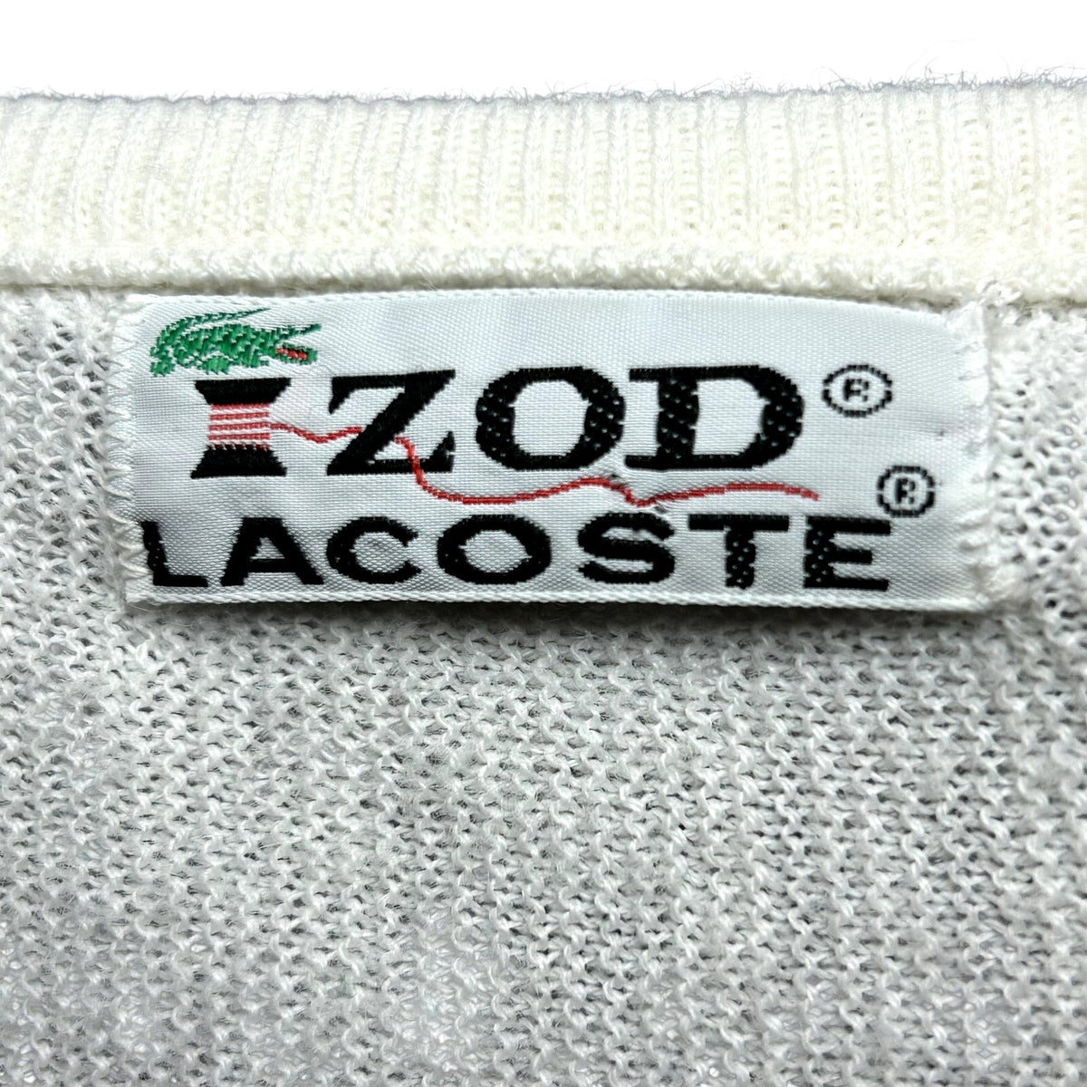 VTG 70s Izod Lacoste XL White V-Neck Pullover Sweater Preppy Retro Sportswear