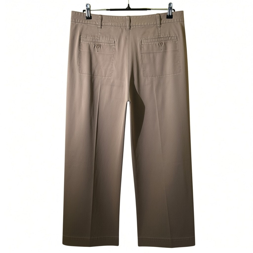 Coldwater Creek Tan Cotton Wide Leg Pants Size 10 Four Pocket Casual Career Y2K