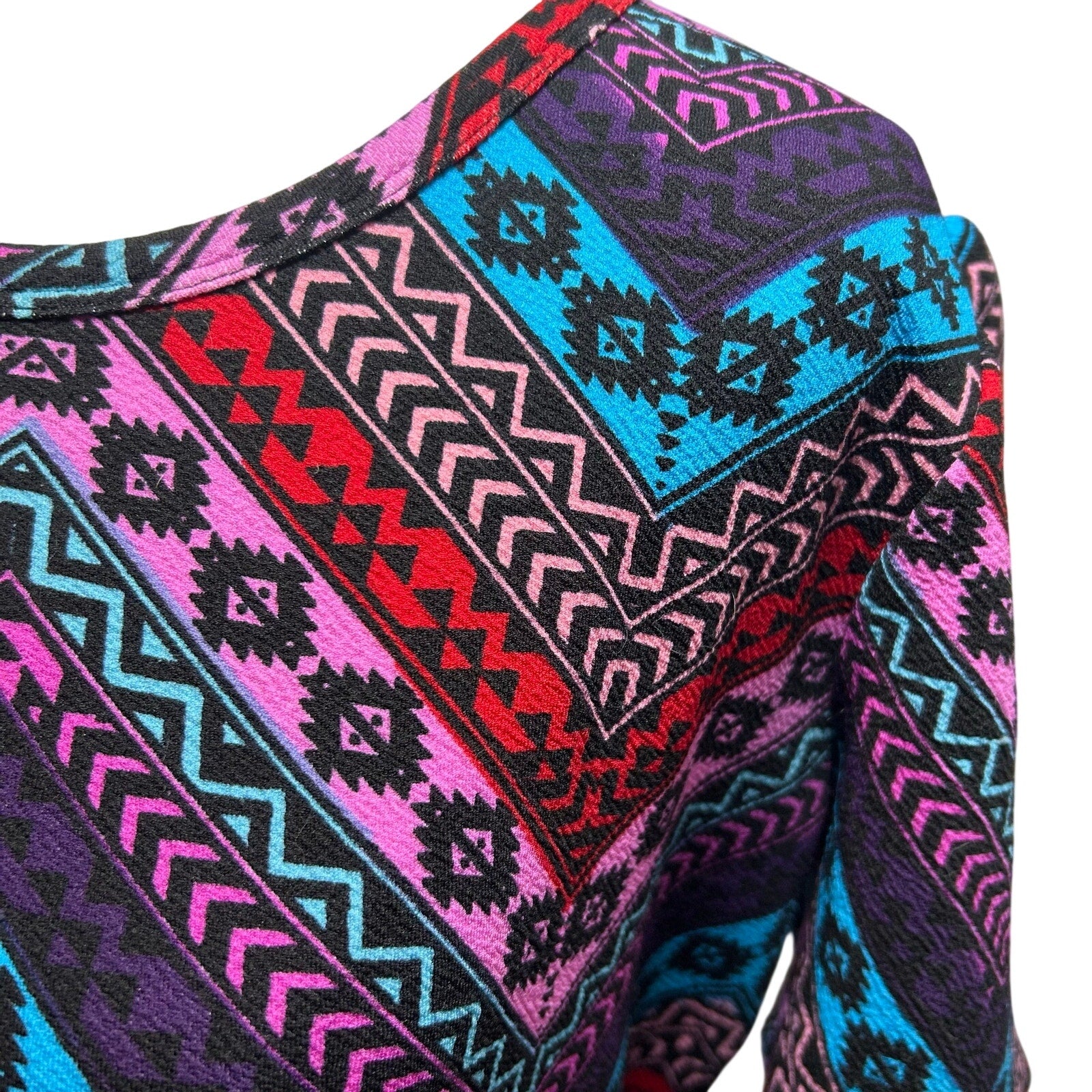 LuLaRoe Amelia Dress Large Multicolor Blue Floral Stretchy Pockets Southwestern