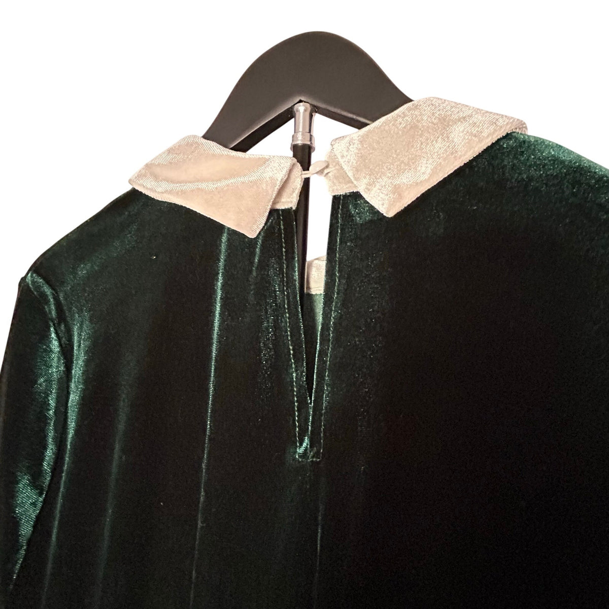 KOJOOIN Green Velvet Peter Pan Collar Dress 2XL Long Sleeve Pockets Dark Morii