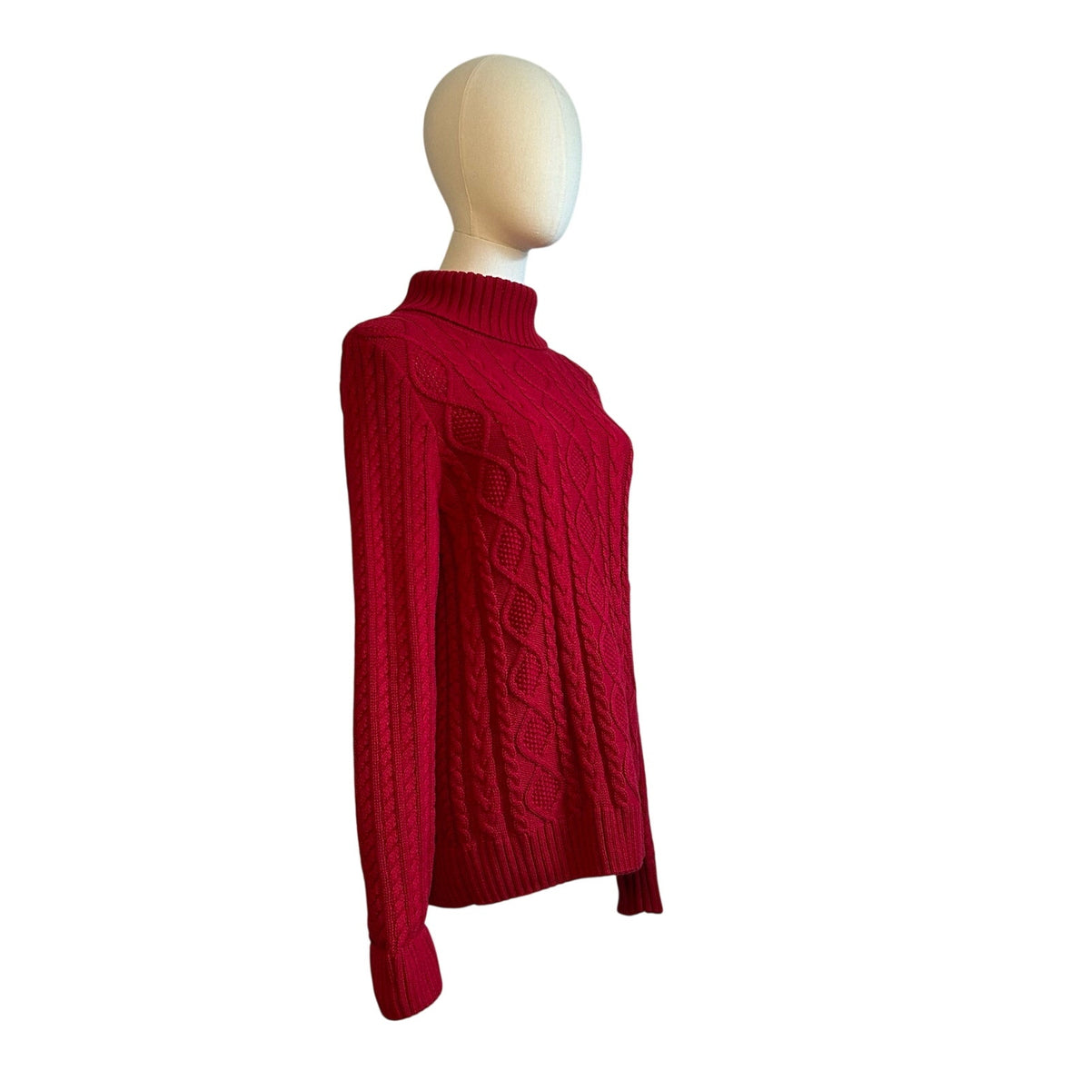 VTG 90s Jeanne Pierre Turtleneck M Sweater Cotton Knit Minimalist Retro Preppy