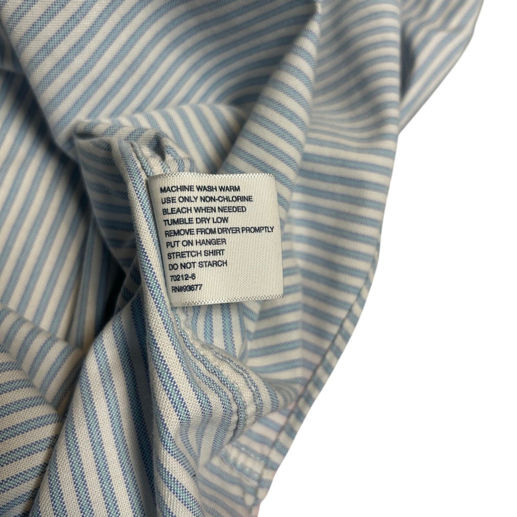 VTG Y2K Stafford White Blue Pinstripe Oxford Short Sleeve Size 16 Utility Basics