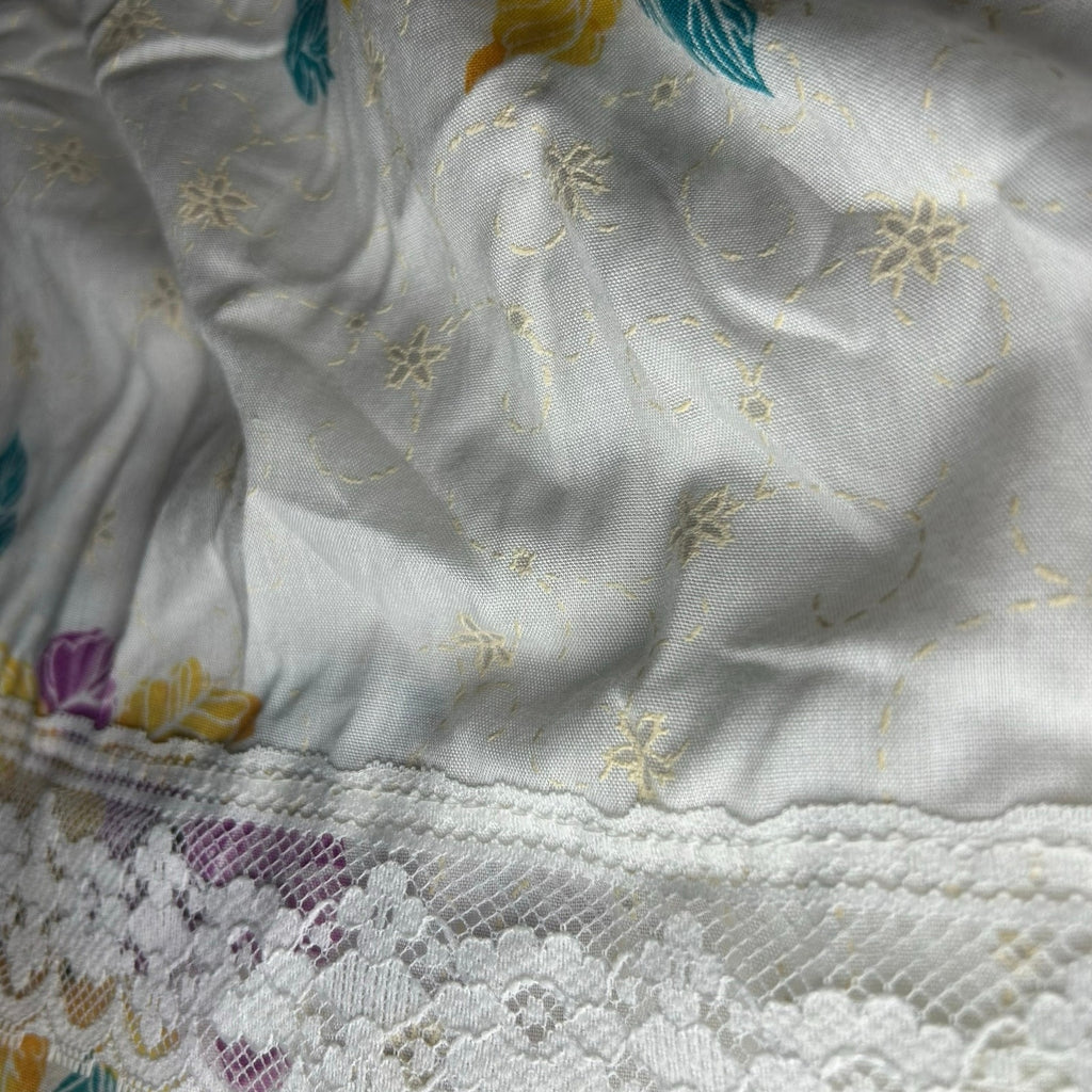 VTG 80s White Floral Broomstick Skirt M L Hawaiian Boho Cottage Fairy Retro