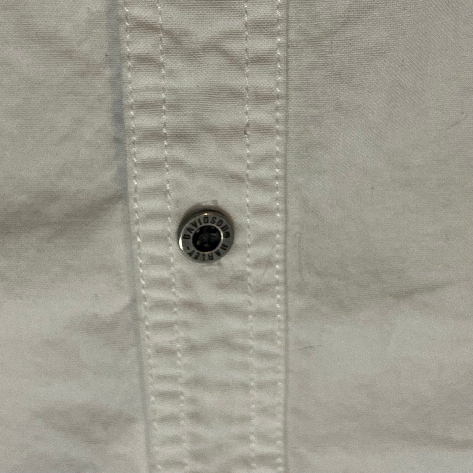 VTG 90s Harley Davidson 3XL White Button Down Shirt Short Sleeve Biker Grommet