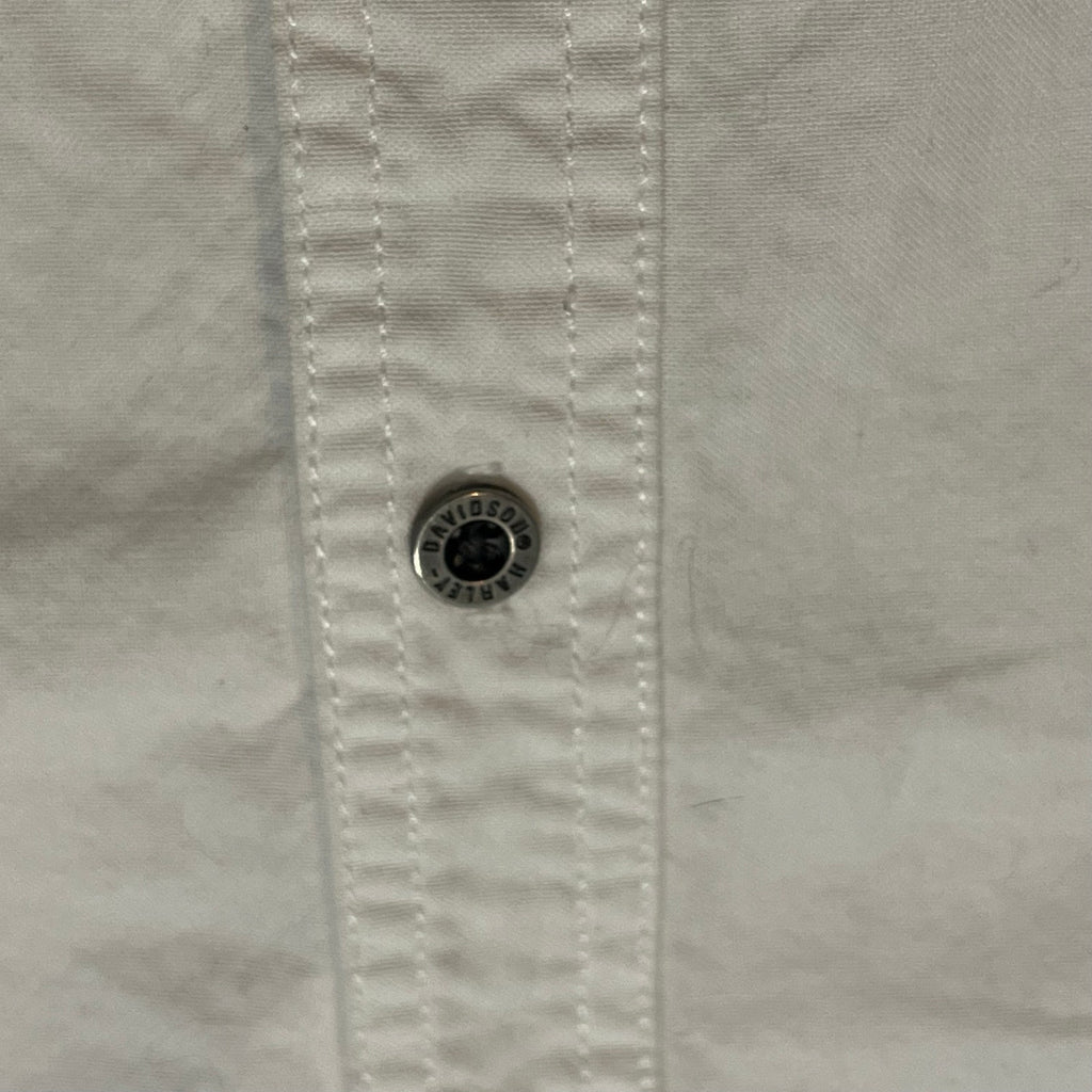VTG 90s Harley Davidson 3XL White Button Down Shirt Short Sleeve Biker Grommet