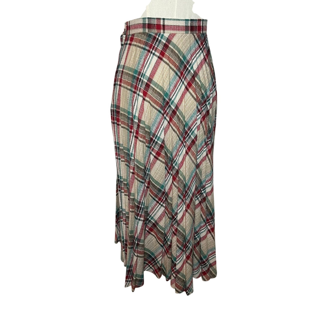 VTG 70s Pan-Her Plaid Pleated Skirt XS Preppy Dark Academia Twee Indie Retro
