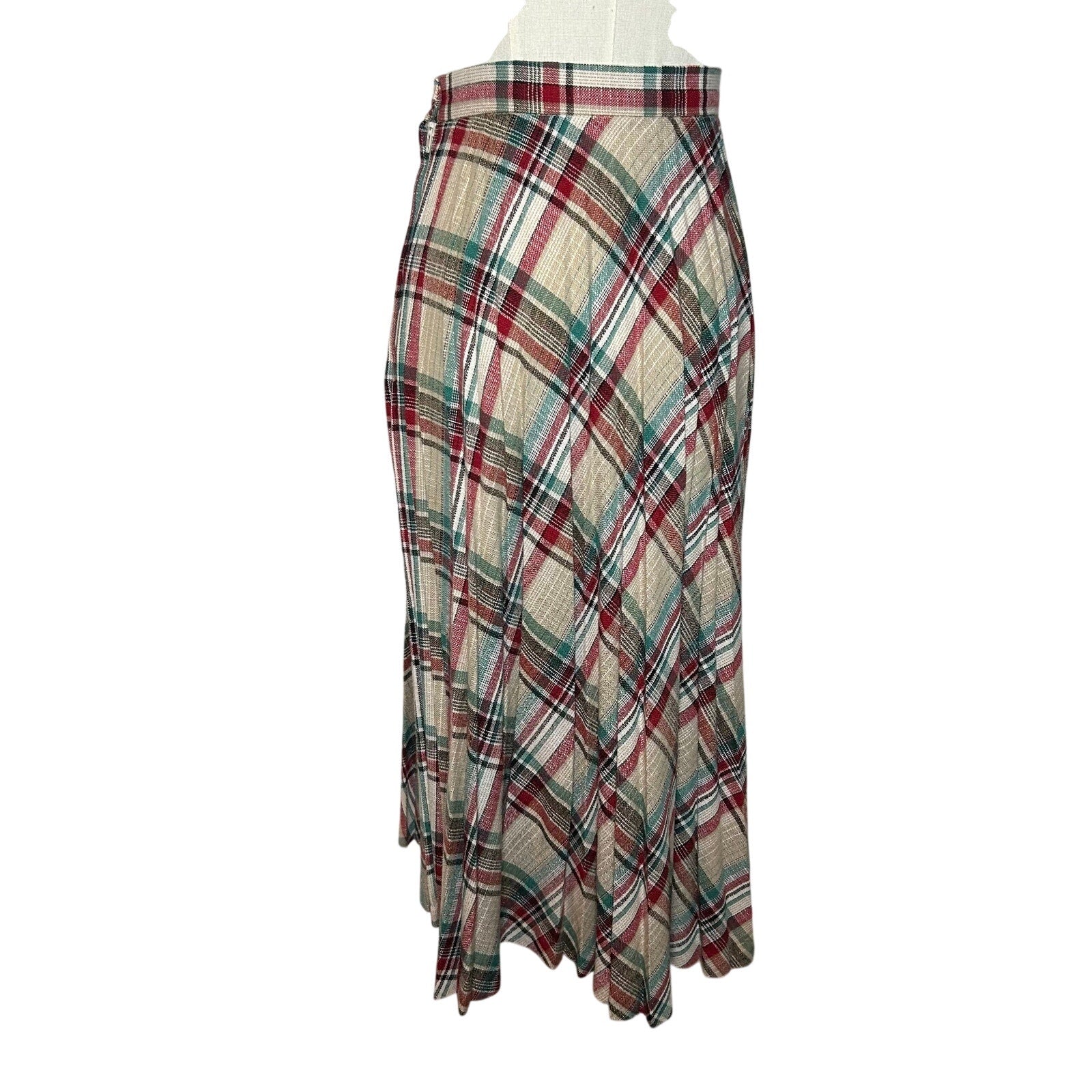 VTG 70s Pan-Her Plaid Pleated Skirt XS Preppy Dark Academia Twee Indie Retro
