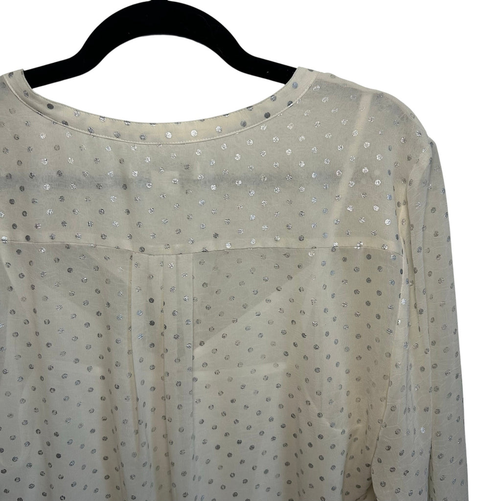 Liz Claiborne Polka Dot Blouse XL White Silver Vintage Cami Overlay Retro Top