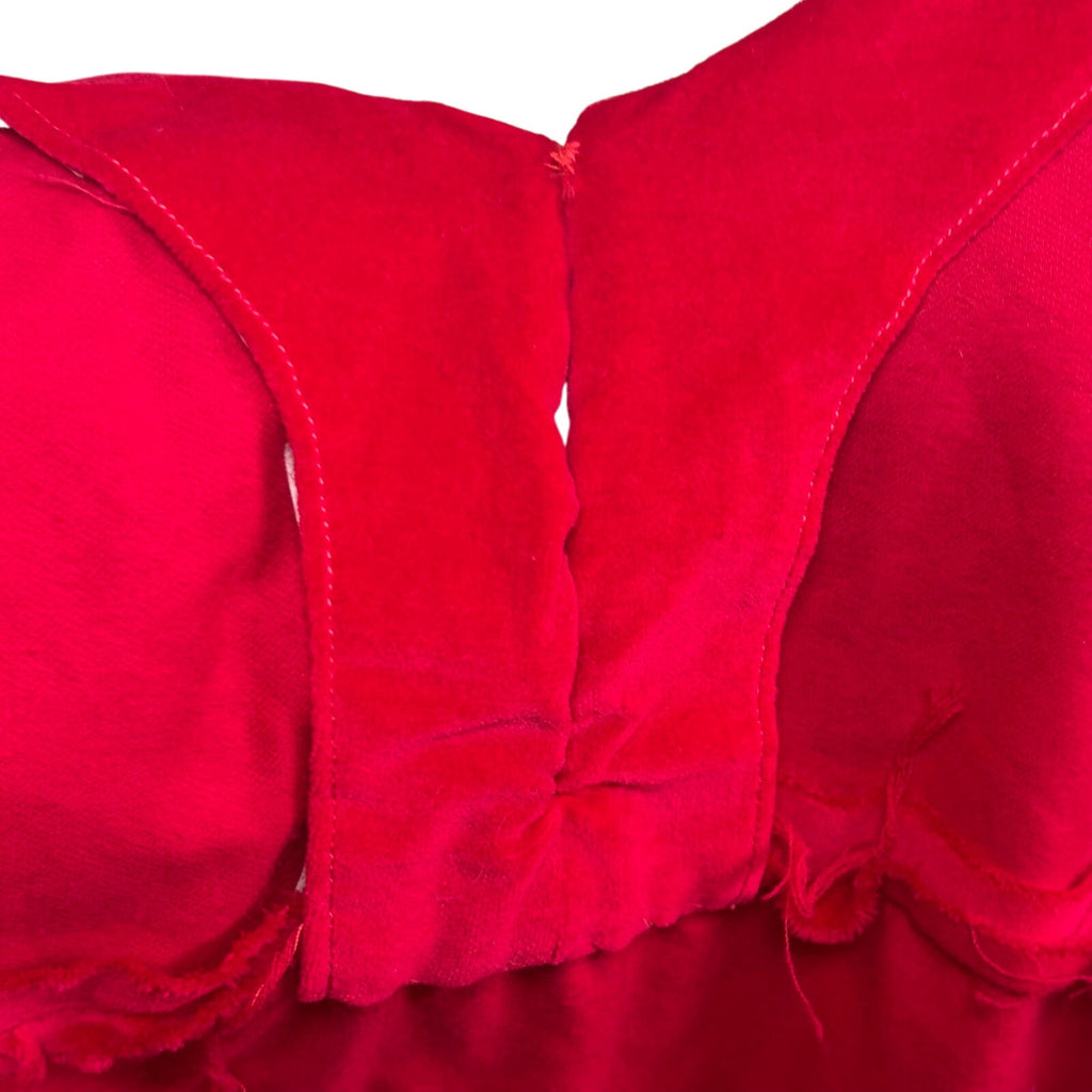 VTG 60s Red Velvet Mini Dress S Keyhole Bespoke Babydoll Glam Twee Retro Mad Men