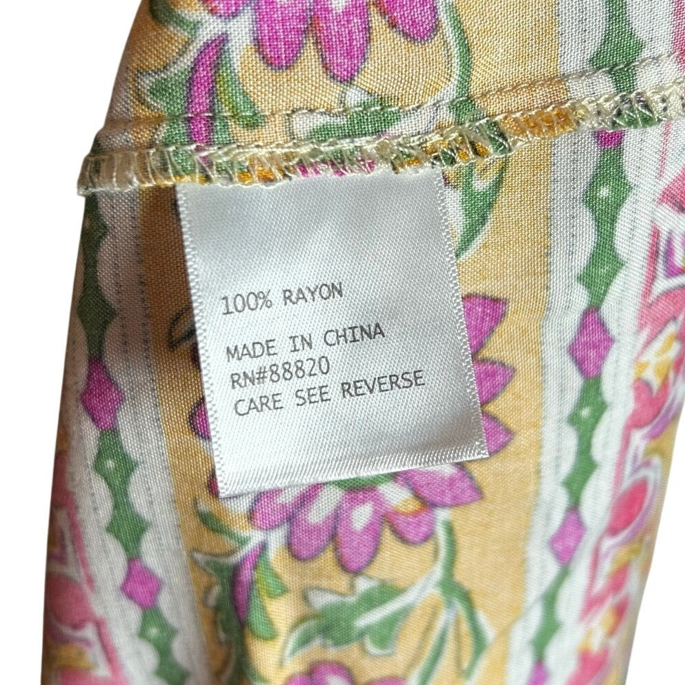 Boho Multicolor Print Rayon Sleeveless Top Large Indie Retro Casual Loungewear