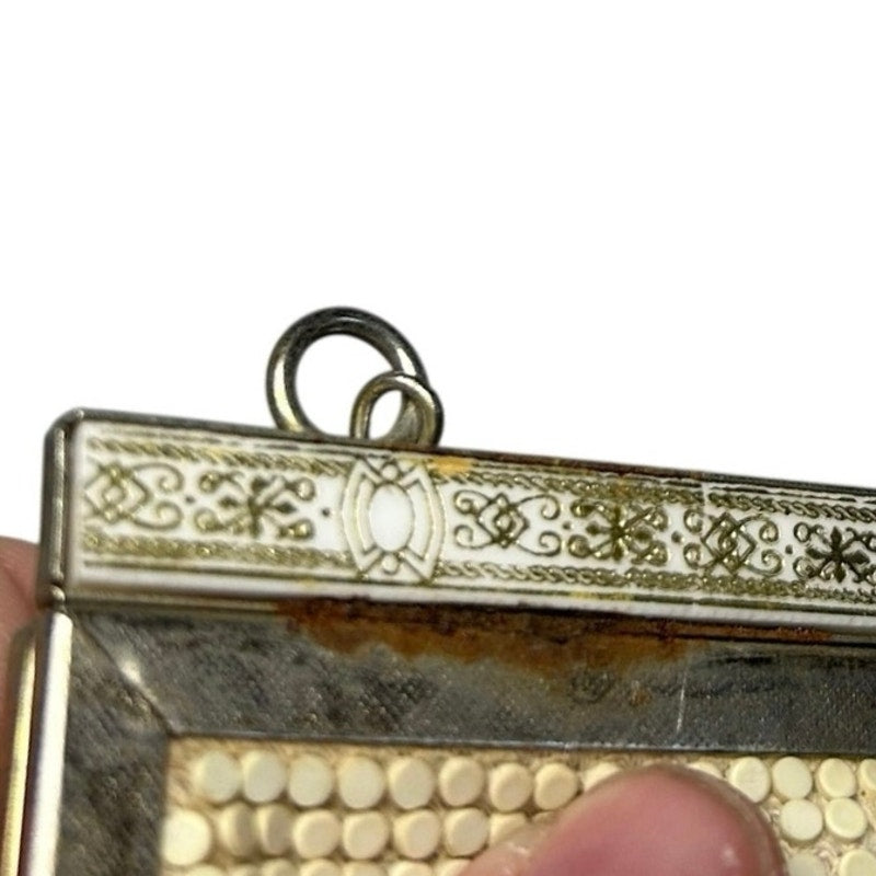VTG 60s Off White Beaded Evening Bag Ornate Clasp Hong Kong Coquette Glam Retro