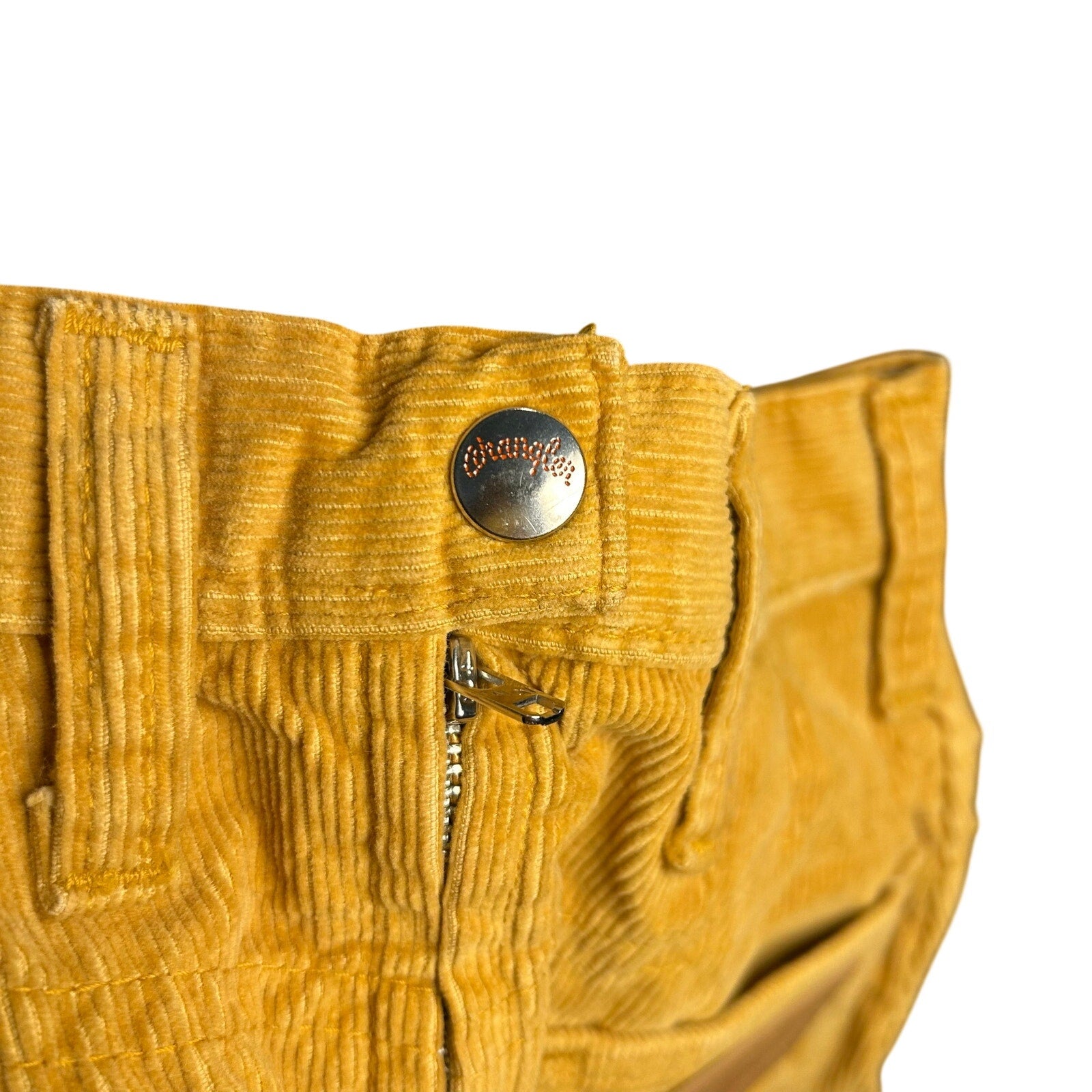 VTG 70s Wrangler Mustard Gold Corduroy Mini Skirt Petite XXS Western Boho Retro
